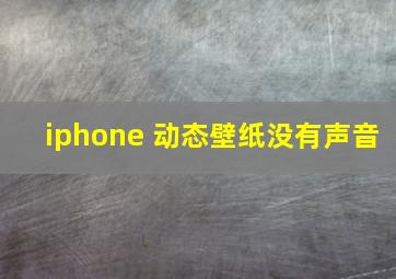 iphone 动态壁纸没有声音